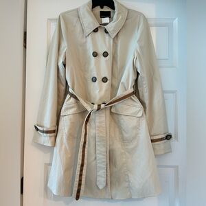 Cynthia Rowley Beige Overcoat with Belt Tie Size Large